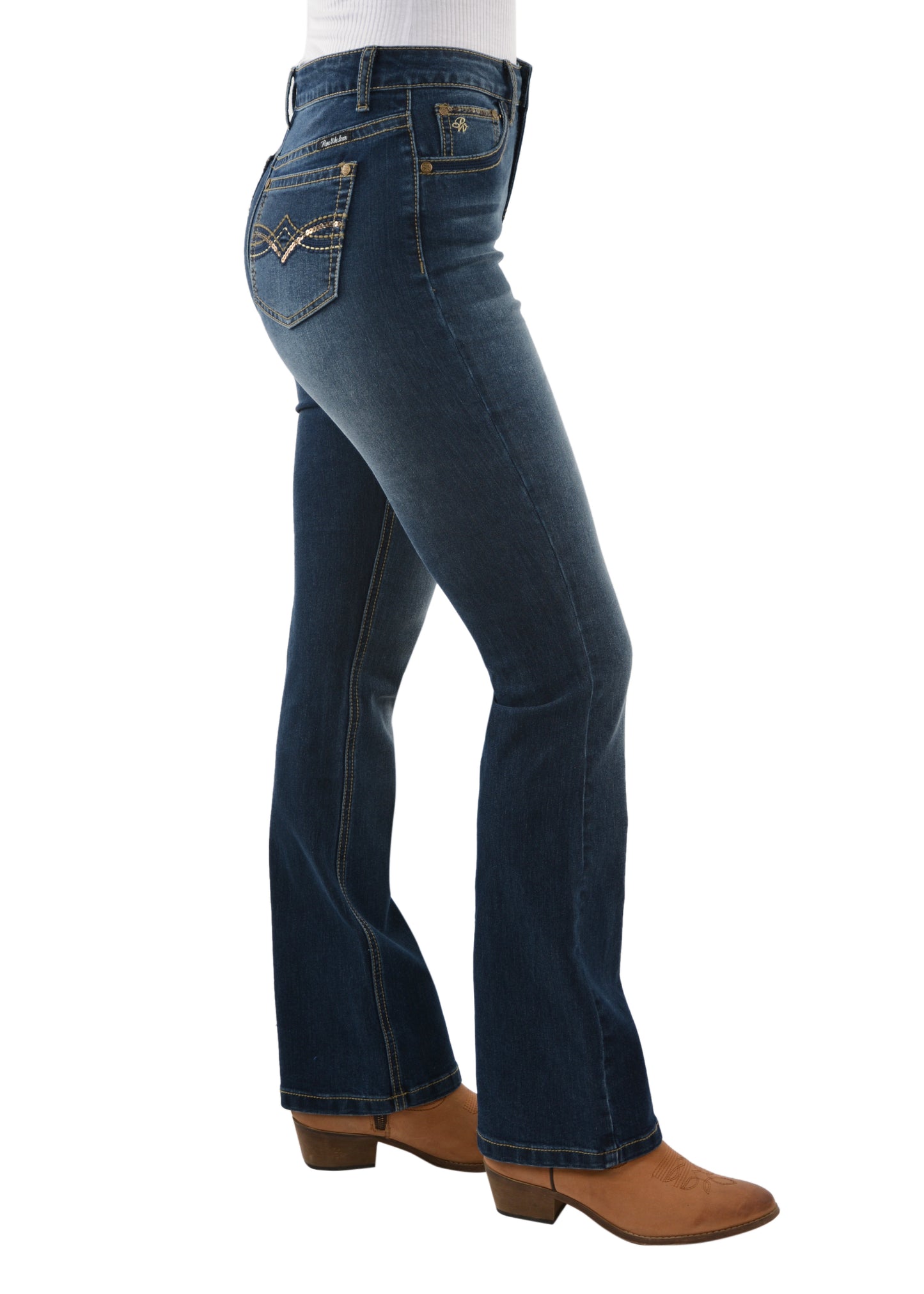 Pure Western Brady High Waist Boot Cut Ladies Jeans Midnight