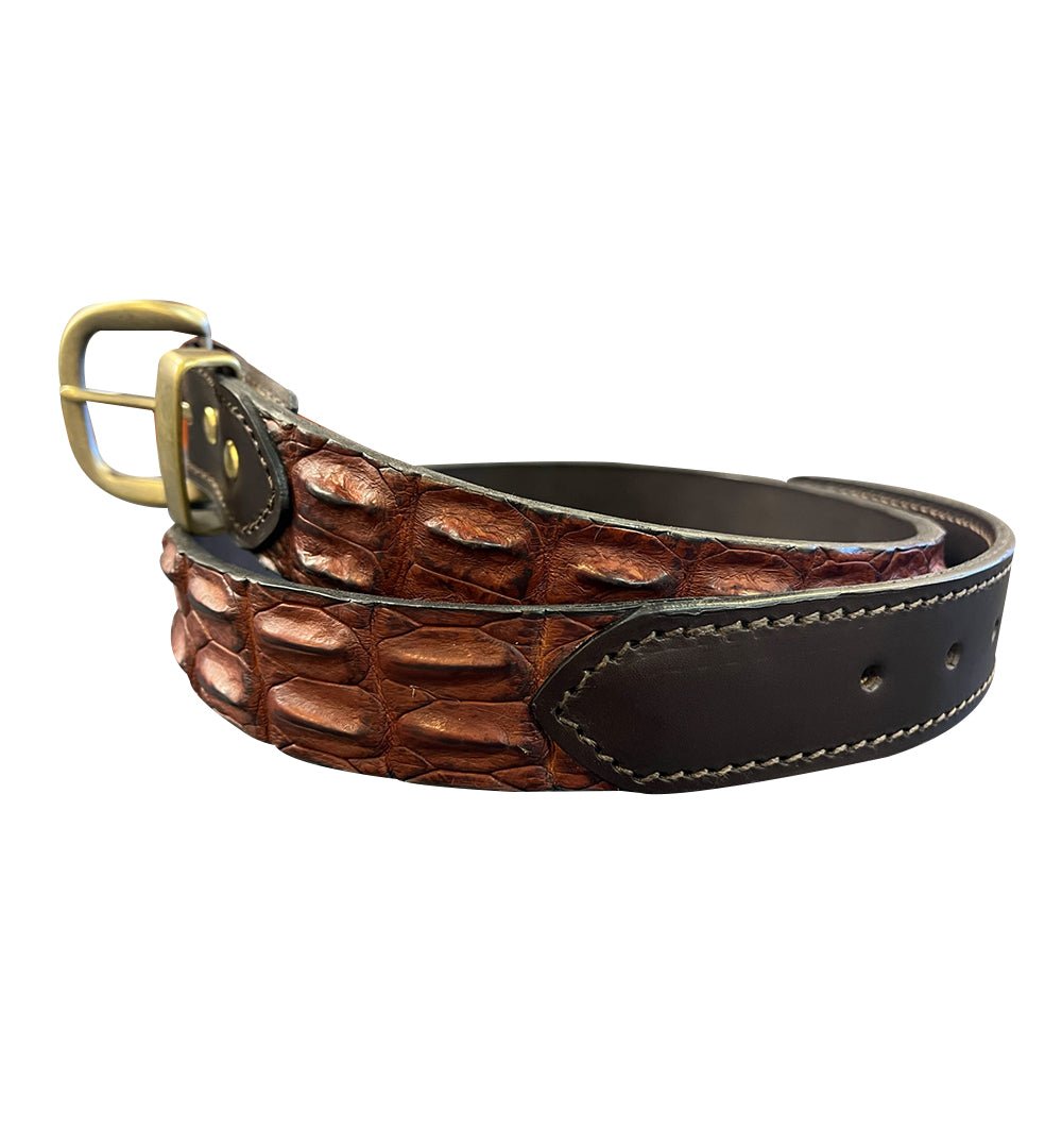 Porter Crocodile Belt Brown & Brass - Aitken's Saddlery