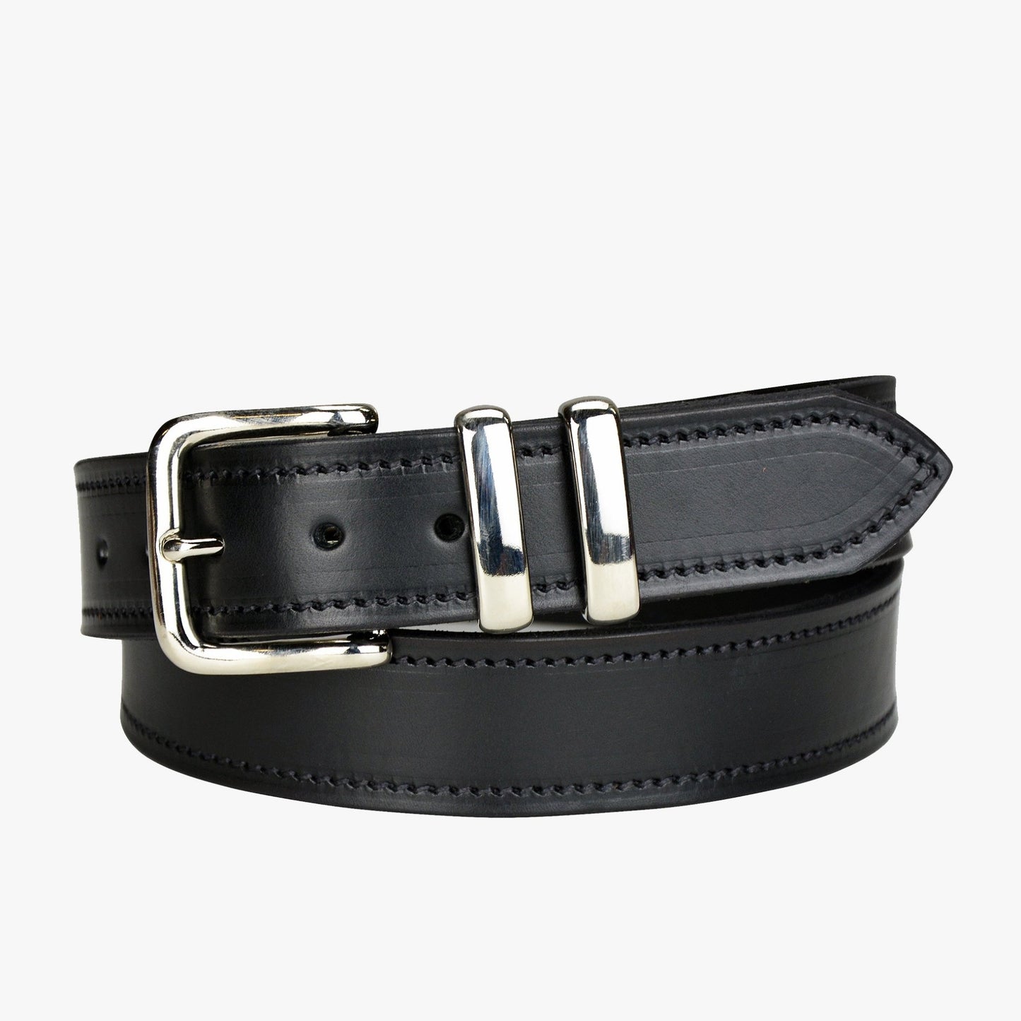Porter Leather 1.5 Belt Black Silver Buckle - Aitken's Saddlery