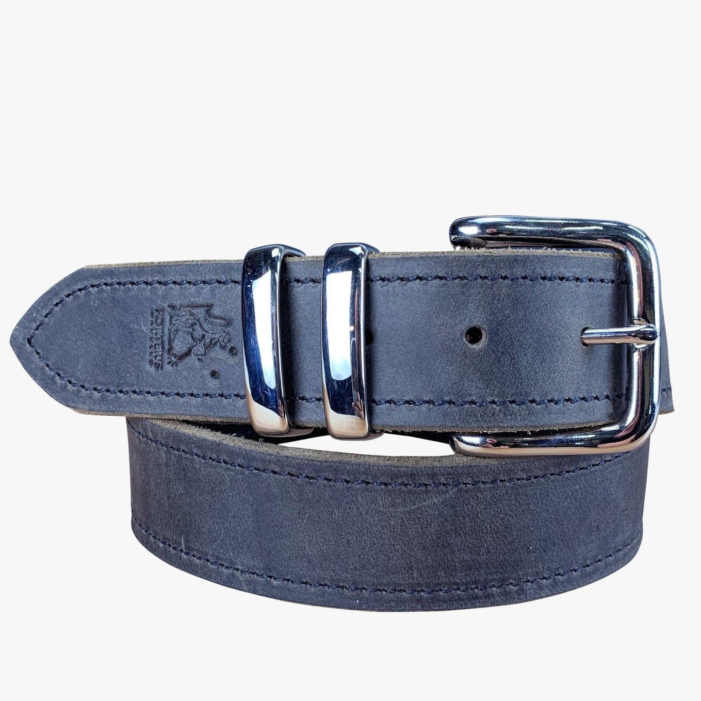Porter Leather 1.5 Belt Distressed Black Silver Buckle - Aitken's Saddlery