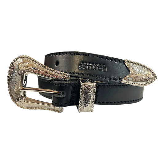 Porters Ladies Dress  1 inch Belt Black Silver Buckle