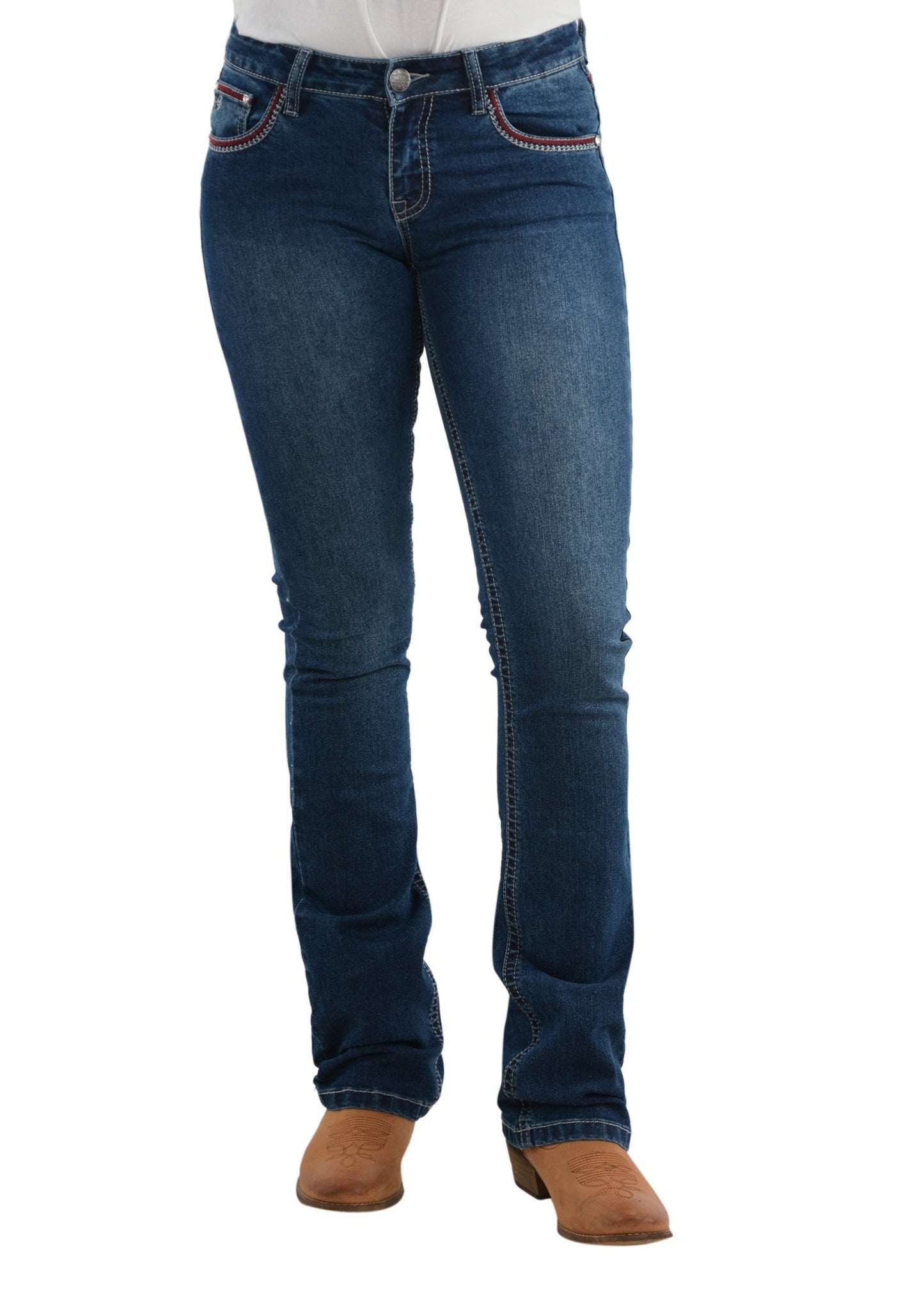 Pure Western Steph Boot Cut Ladies Jeans Old Indigo - Aitken's Saddlery