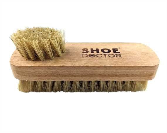 Shoe Doctor Shoe Brush Twin Tuffted with Wooden Handle - Aitken's Saddlery