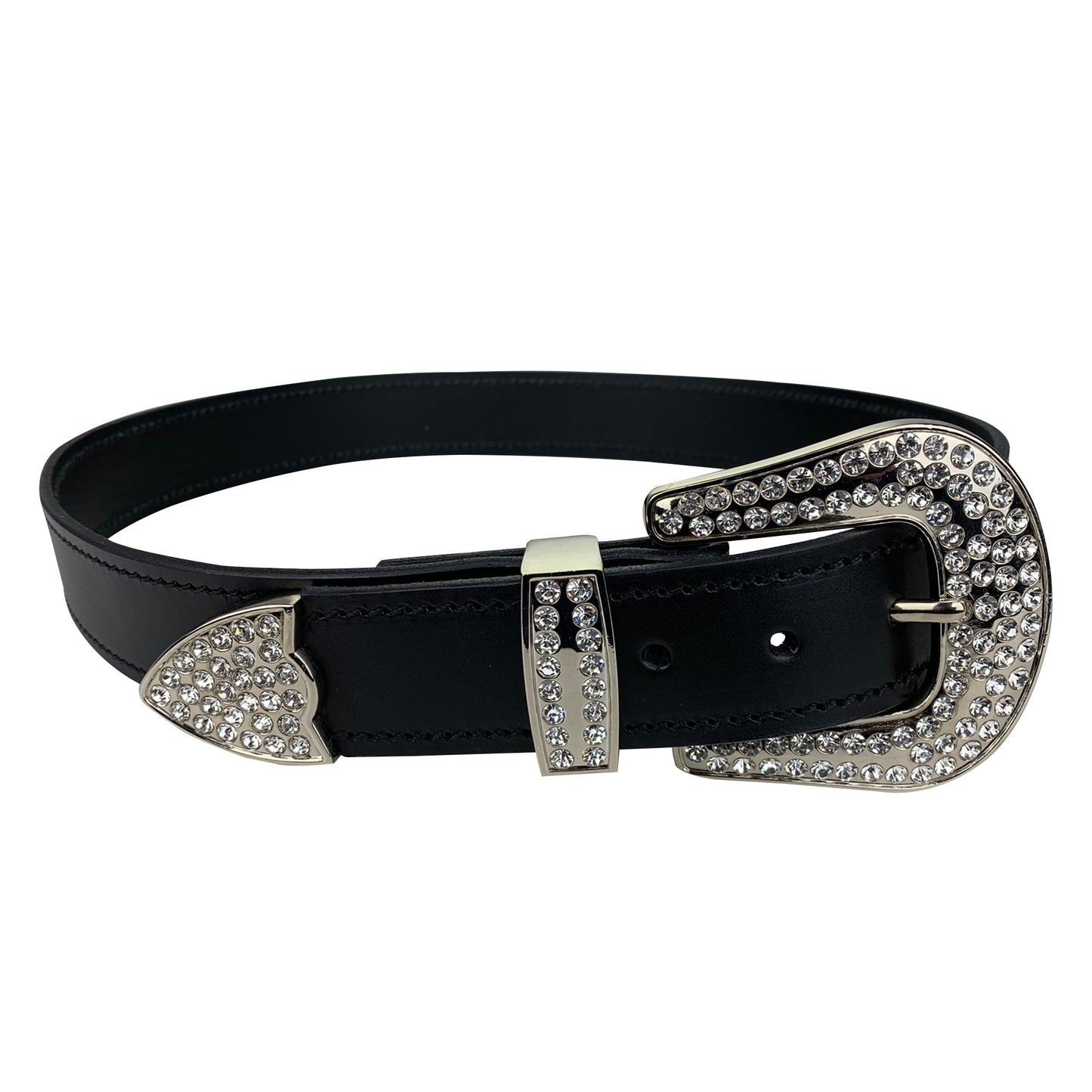 Porter Glam Western Belt Black with Silver Buckle