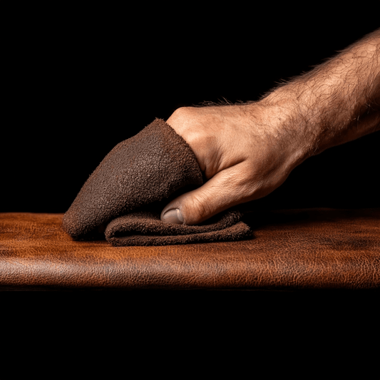 Hand wrapped in suede cleaning leather