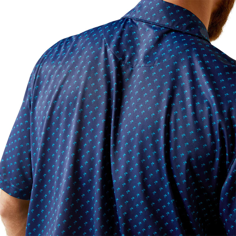 Ariat All Over Print Mens Polo SS Monaco Blue