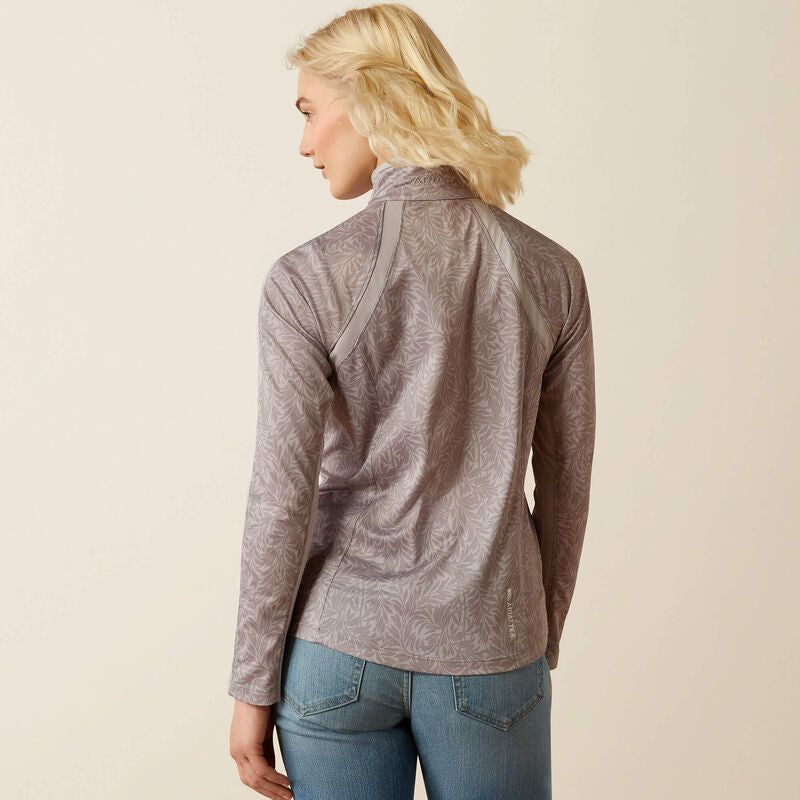 Ariat Ladies Sunstopper 3.0 1/4 Zip Shirt Silver Sconce Fern