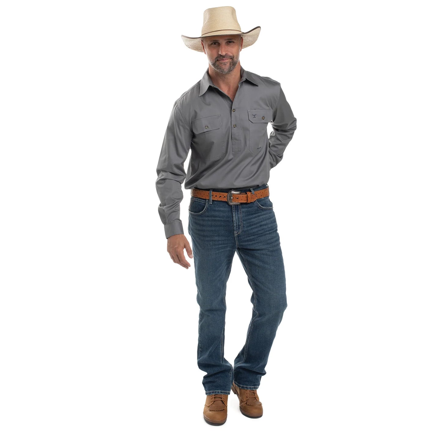 JCA Cameron Mens Workshirt Steel Grey