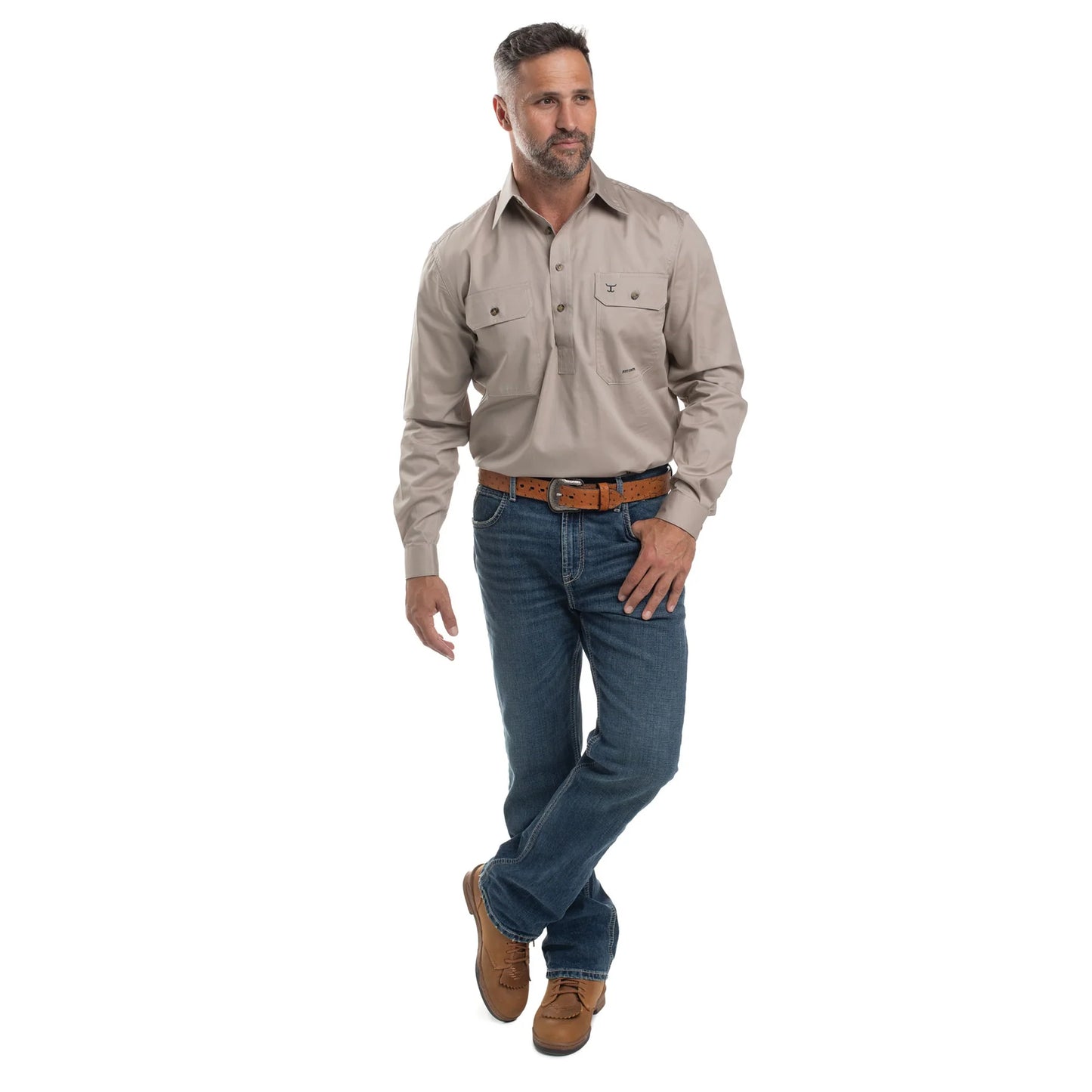JCA Cameron Mens Workshirt Stone