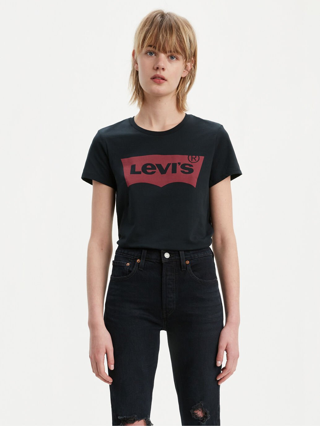 LEVI'S Women's Perfect T-Shirt Large Batwing Black