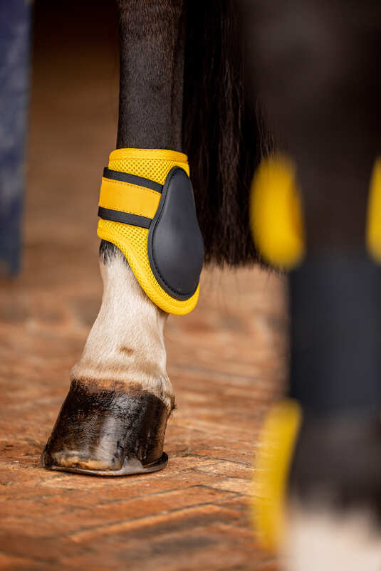 Horze Chicago 2.0 Fetlock Boots Very Dark Blue with Yellow