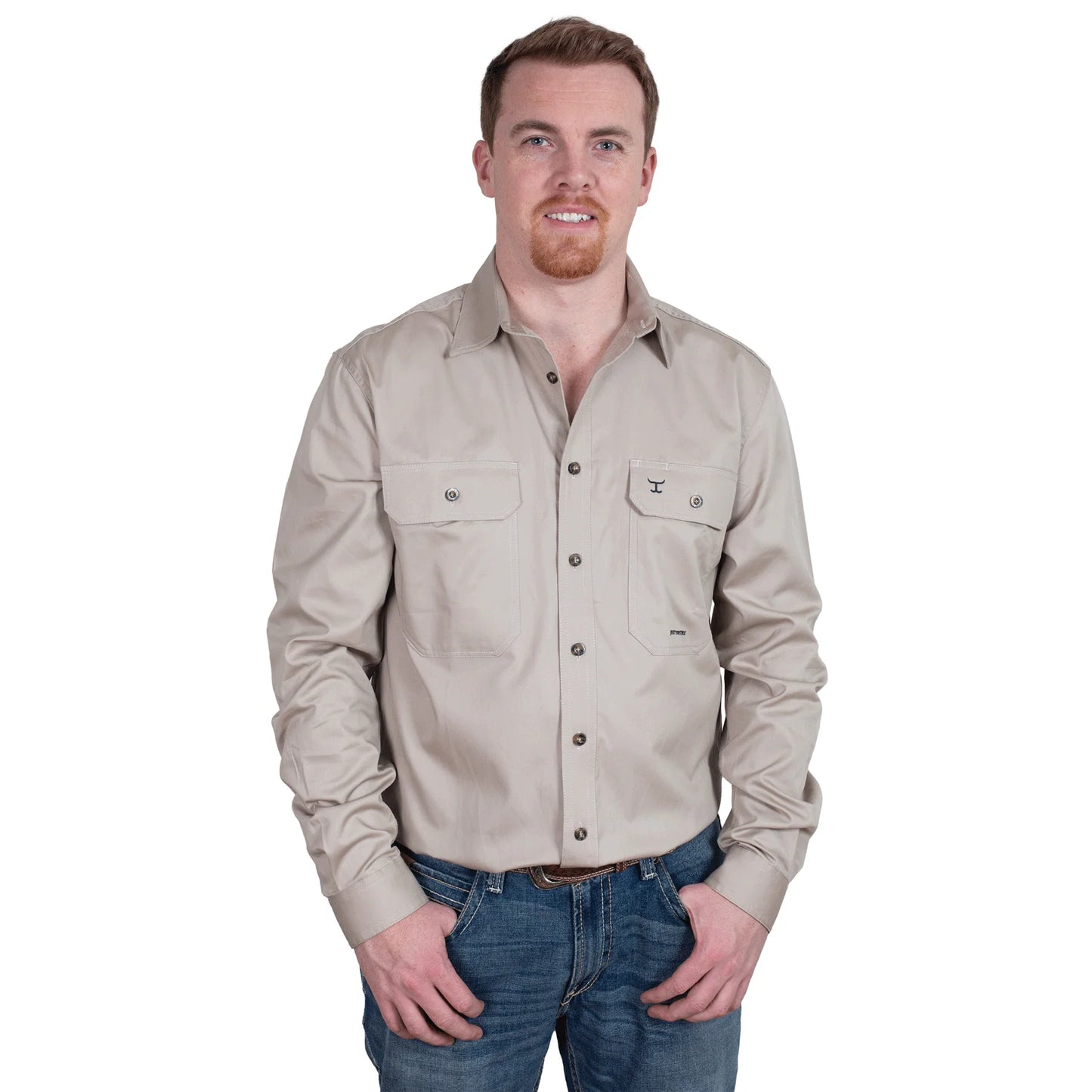JCA Evans Mens Workshirt Stone