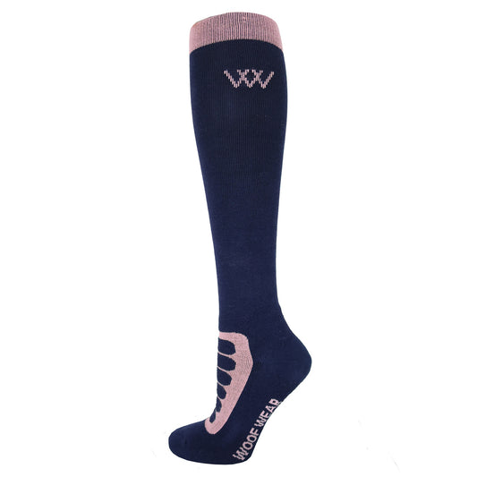 Woof Wear Long Bamboo Tech Riding Sock Navy & Rose