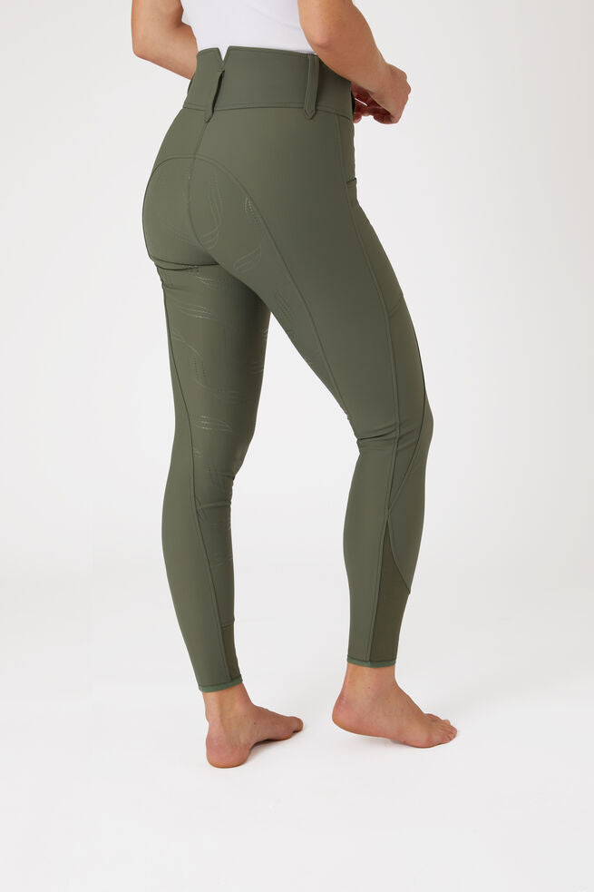 Horze Indira FS Ladies Breeches Beetle Khaki Green