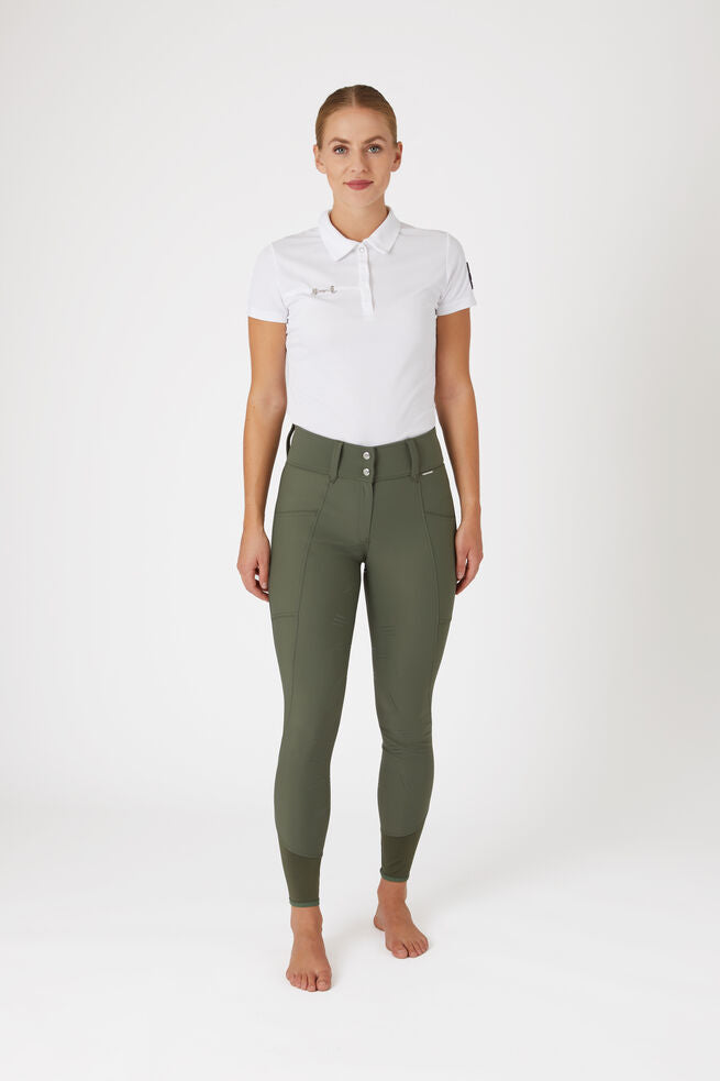Horze Indira FS Ladies Breeches Beetle Khaki Green