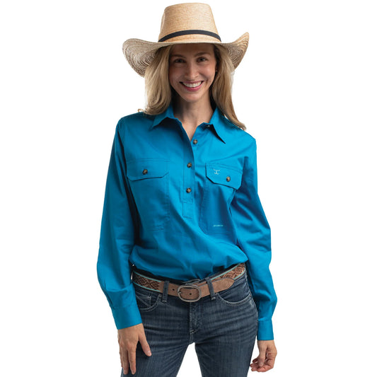 JCA Jahna Ladies Workshirt Blue Jewell
