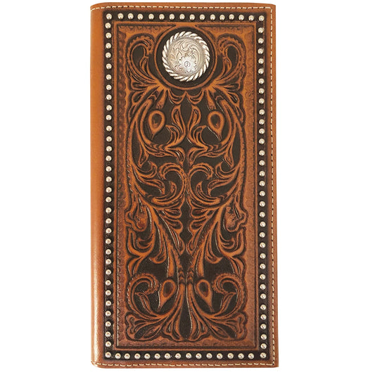 Roper Wallet Rodeo Tooled Leather Tan
