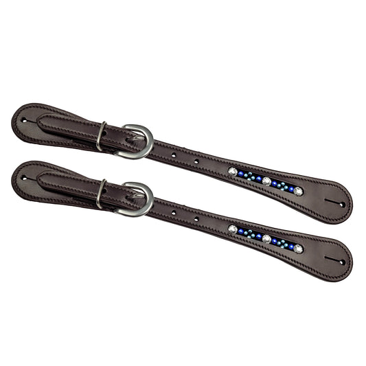 Bling Western Spur Straps Brown & Blue