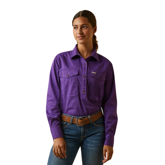 Ariat Ladies Rebar Half Button LS Workshirt Purple