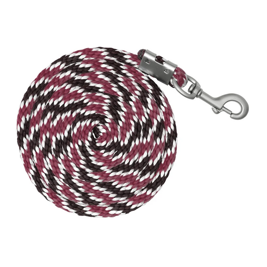 Braided Nylon Lead Burgandy White & Black