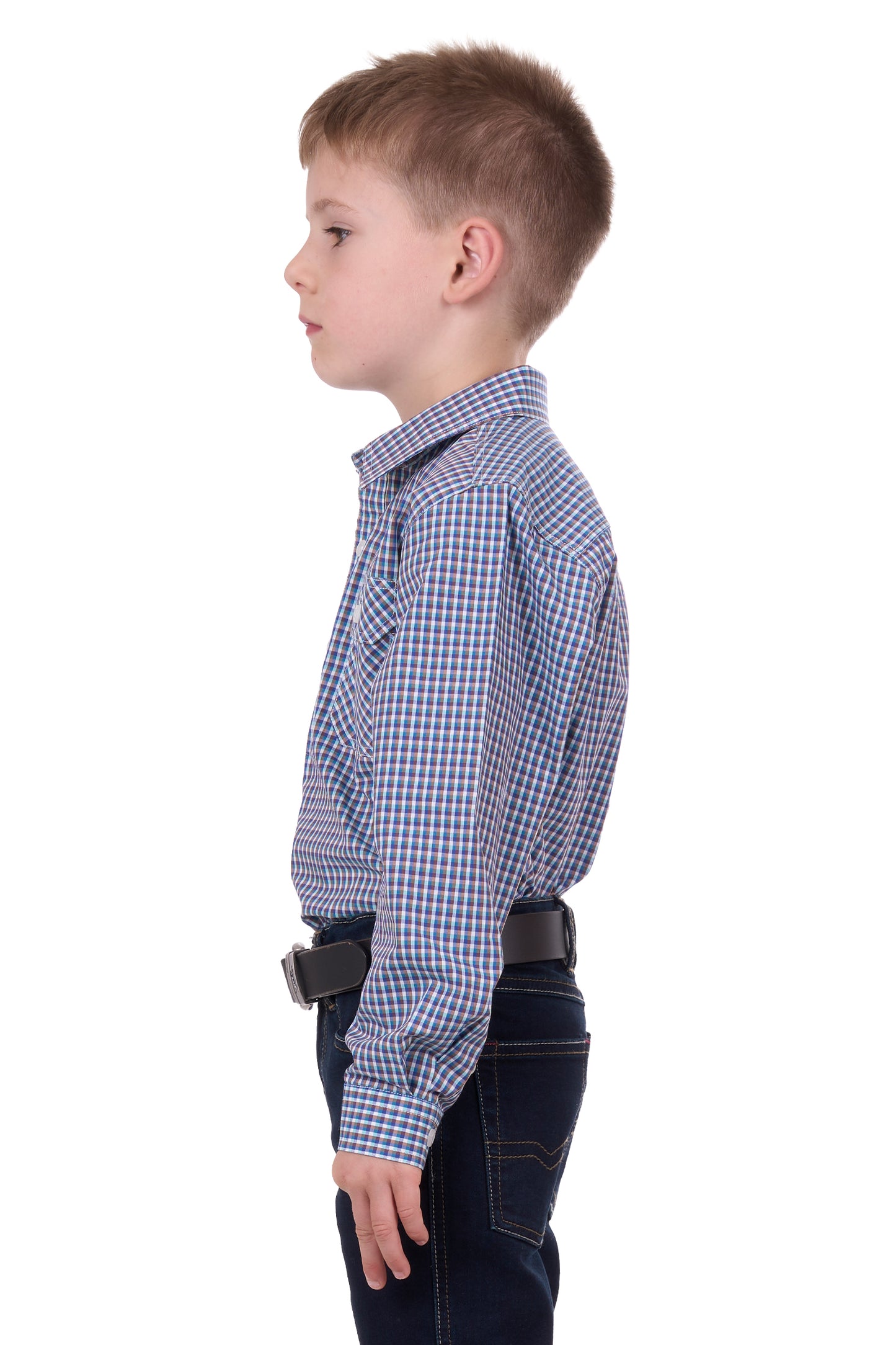 Hard Slog Kids Bobbie 1/2 Placket LS Shirt Navy & Tan