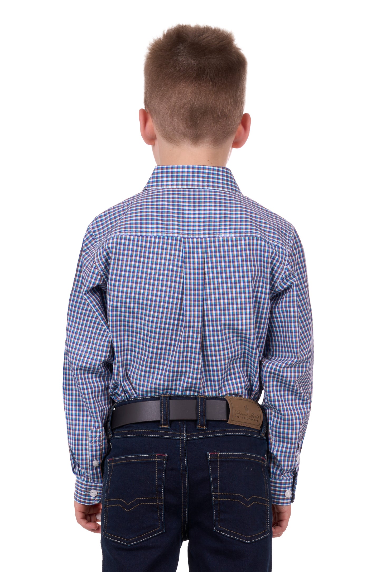 Hard Slog Kids Bobbie 1/2 Placket LS Shirt Navy & Tan