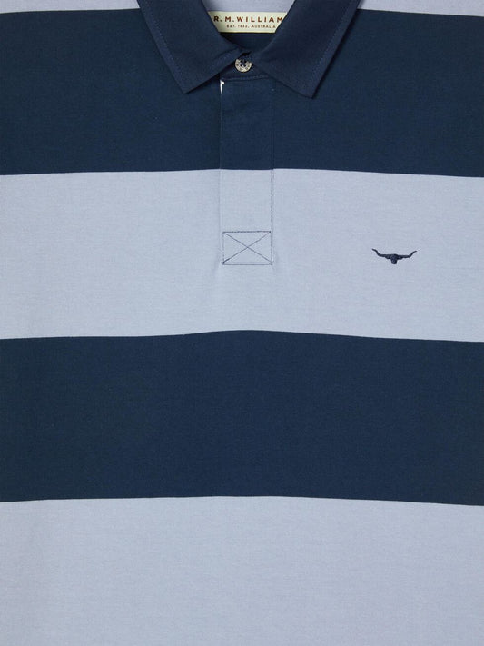 RM Williams Mannum Mens Polo Blue & Navy