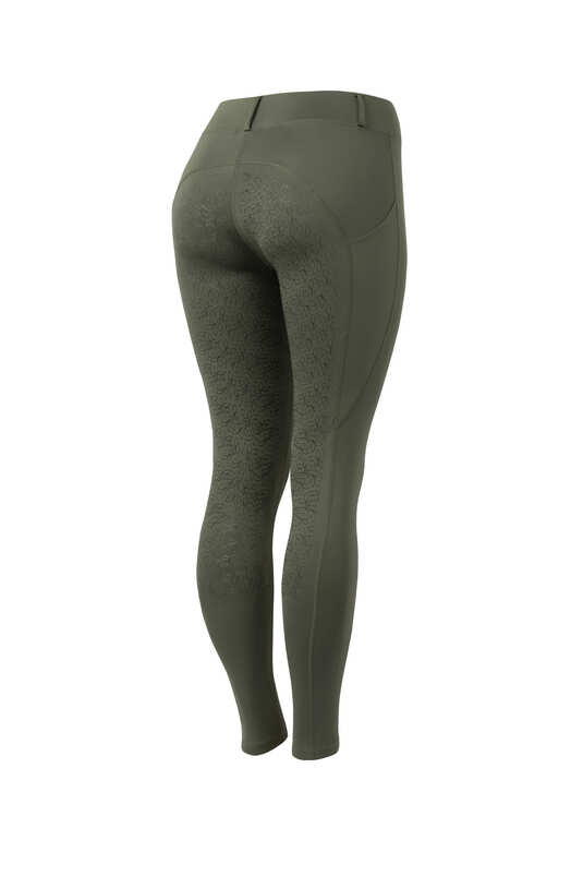 Horze Dea Full Grip Ladies Riding Tights Beetle Khaki Green