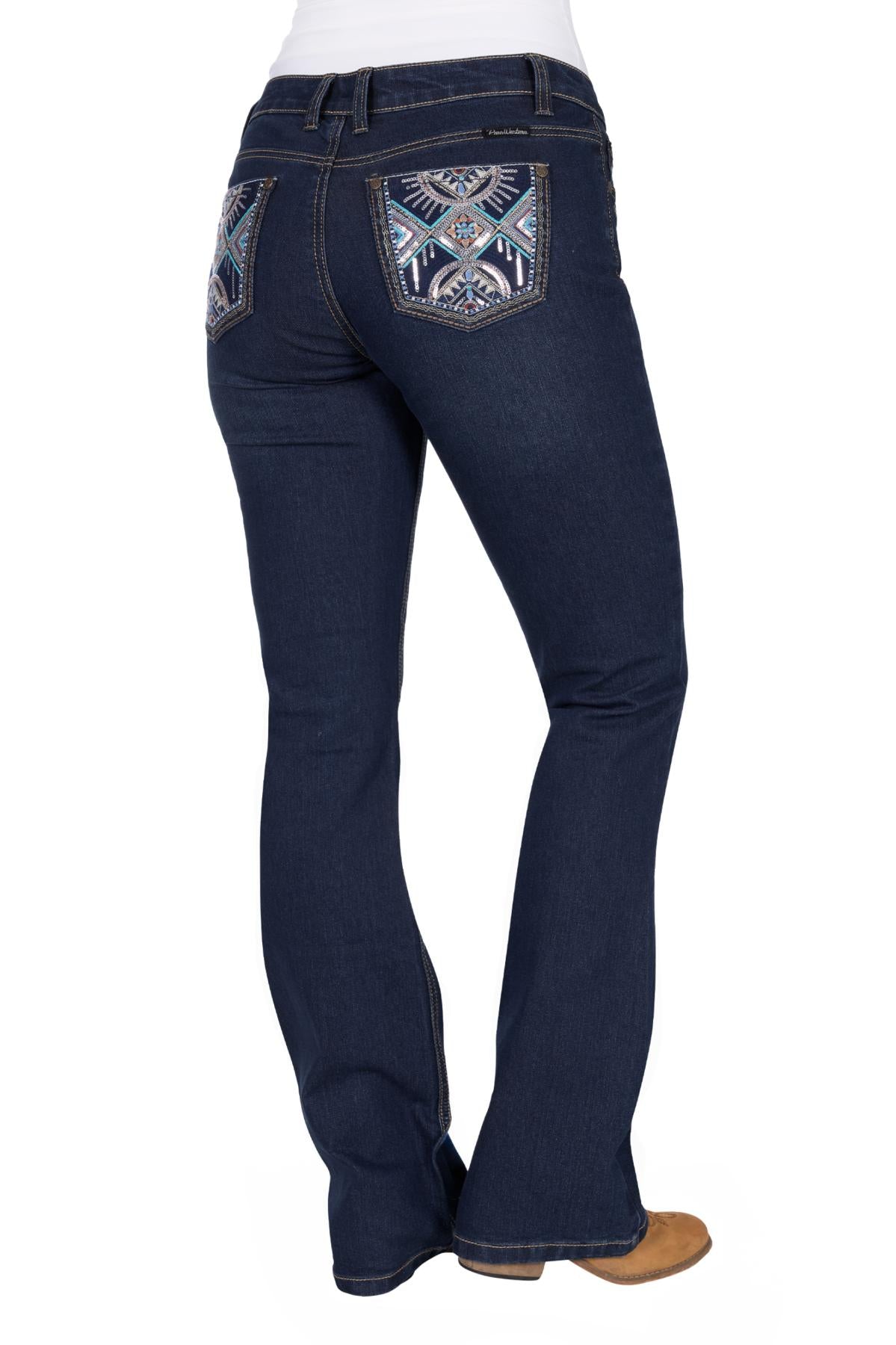 Pure Western Ana Boot Cut Ladies Jeans Evening Sky