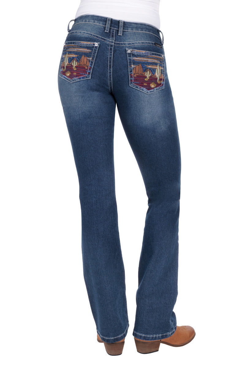 Pure Western Ladies Madeleine Bootcut Jean True Blue