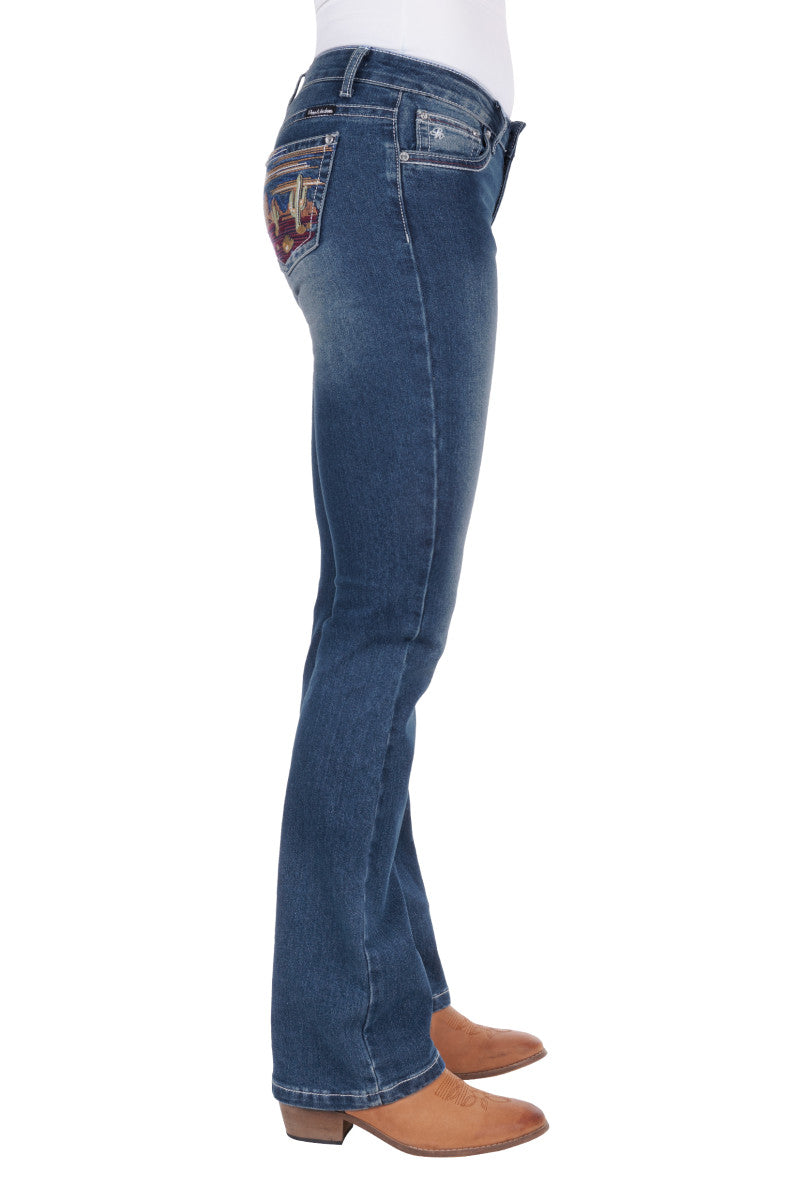Pure Western Ladies Madeleine Bootcut Jean True Blue