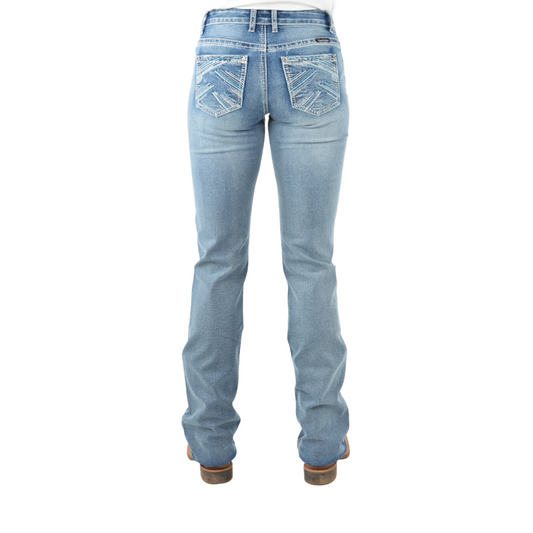 Pure Western Crisscross Relax Rider Ladies Jeans Moonshine