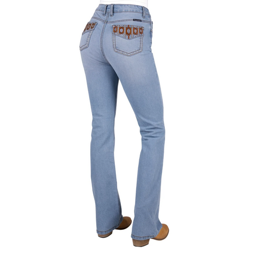 Pure Western Liz High Waist Boot Cut Ladies Jean Light Sky