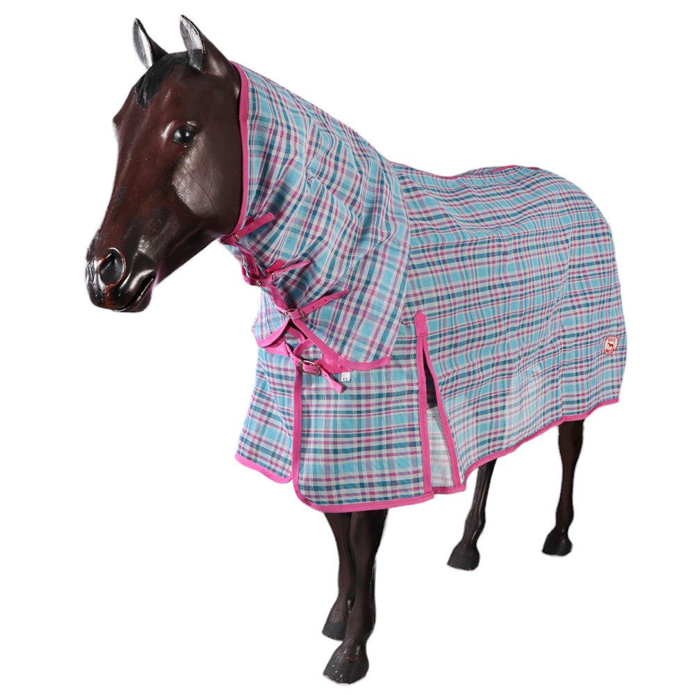 PVC Shade Mesh Horse Rug Combo Ice Blue & Pink