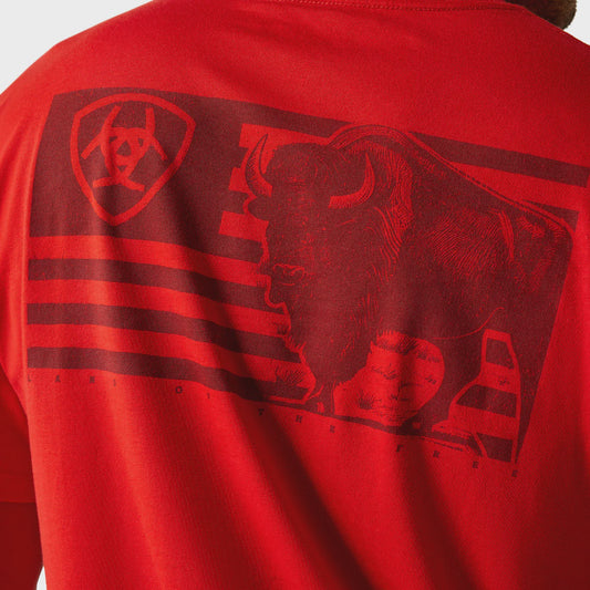 Ariat Etched Buffalo Lotf Flag SS Mens Tee