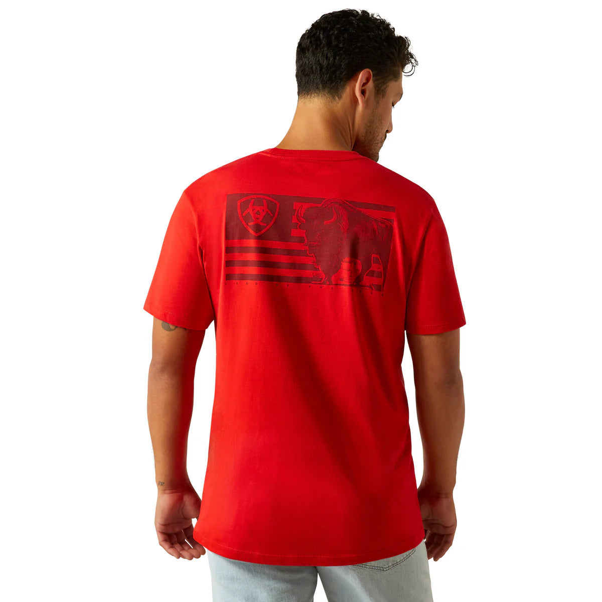 Ariat Etched Buffalo Lotf Flag SS Mens Tee