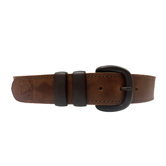 Porter Leather Gold Distressed Belt Brown Buckle