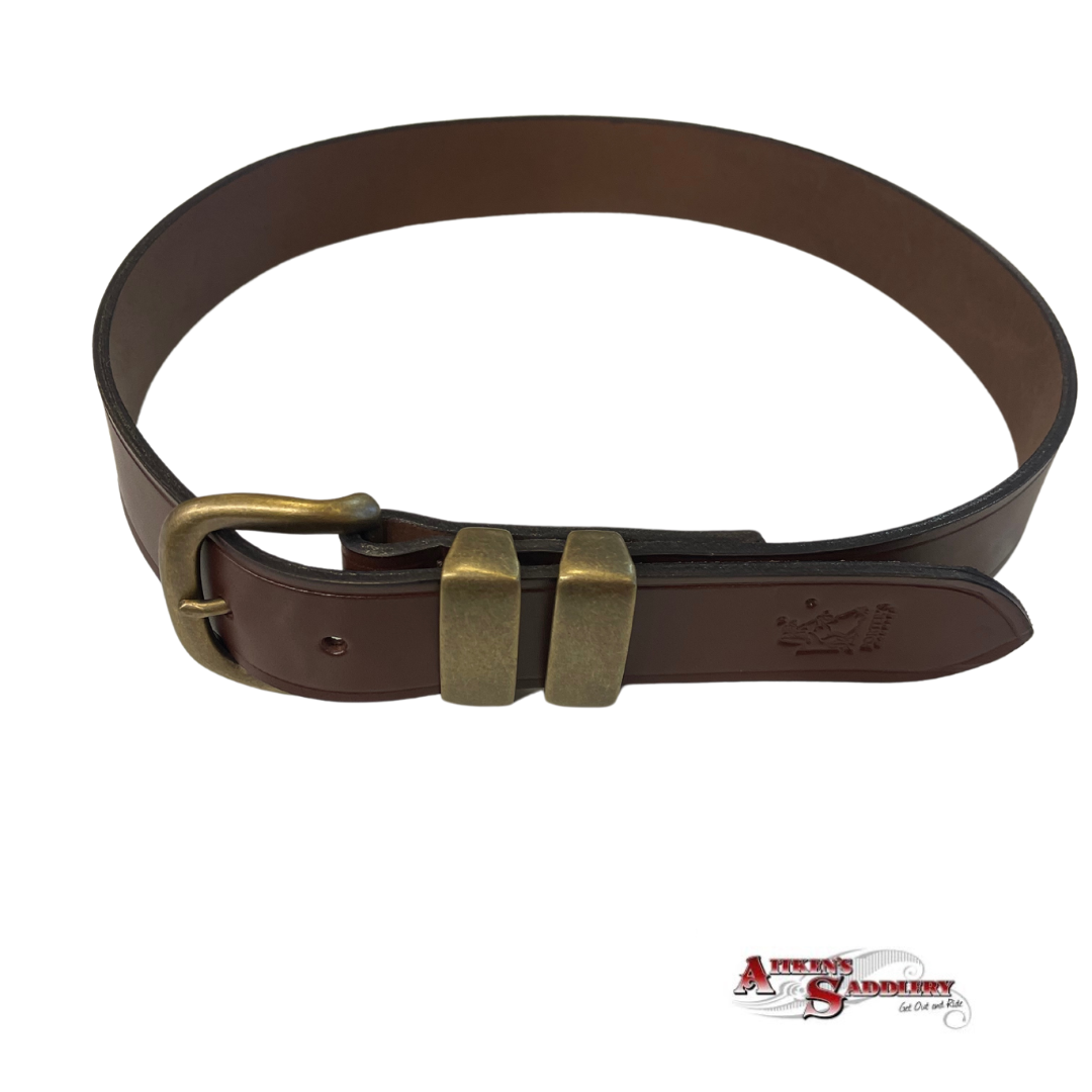 Porter Leather Belt Med Brown Antique Brass  1.5