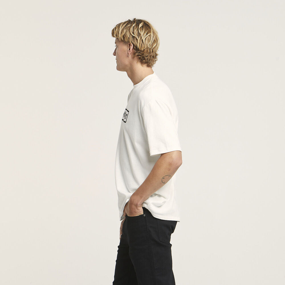 Wrangler Border Tee Vintage Mens White