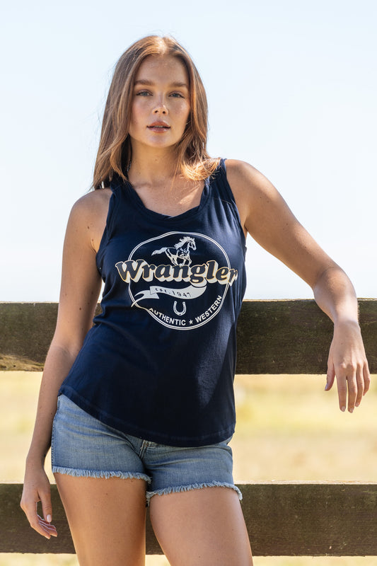 Wrangler Ladies Georgia Tank Top Navy