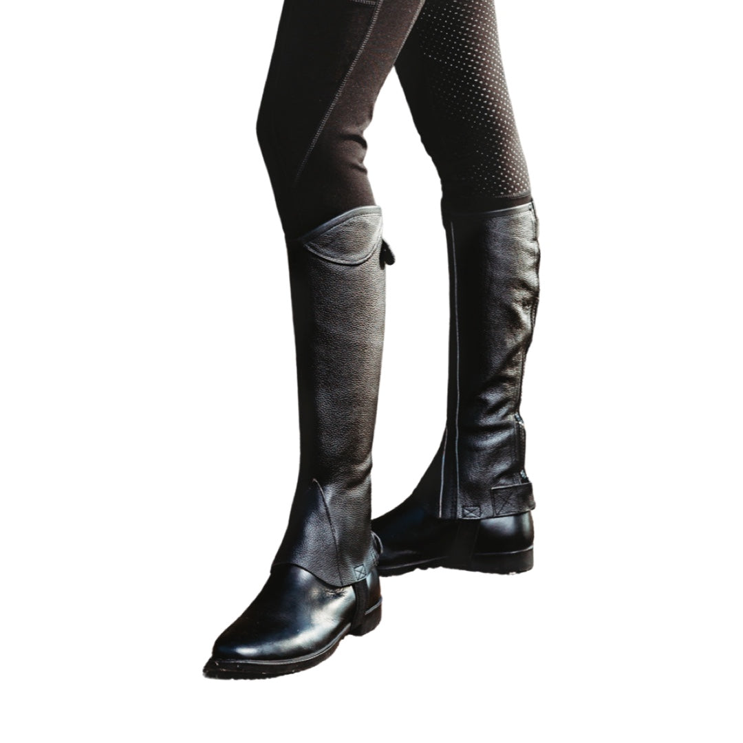 Showcraft Grained Leather Gaiters Black