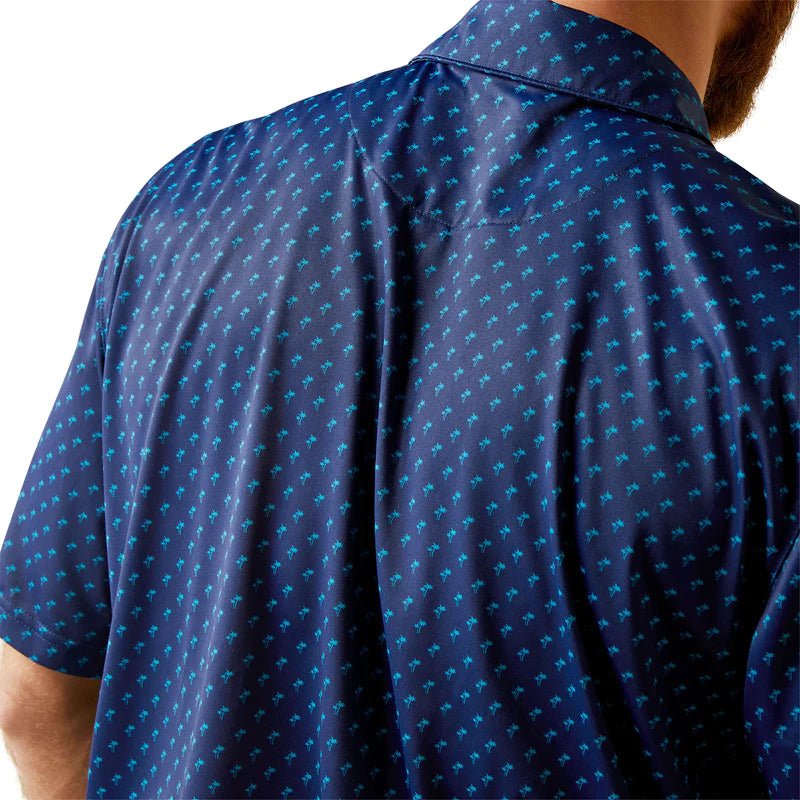 Ariat All Over Print Mens Polo SS Monaco Blue - Aitken's Saddlery