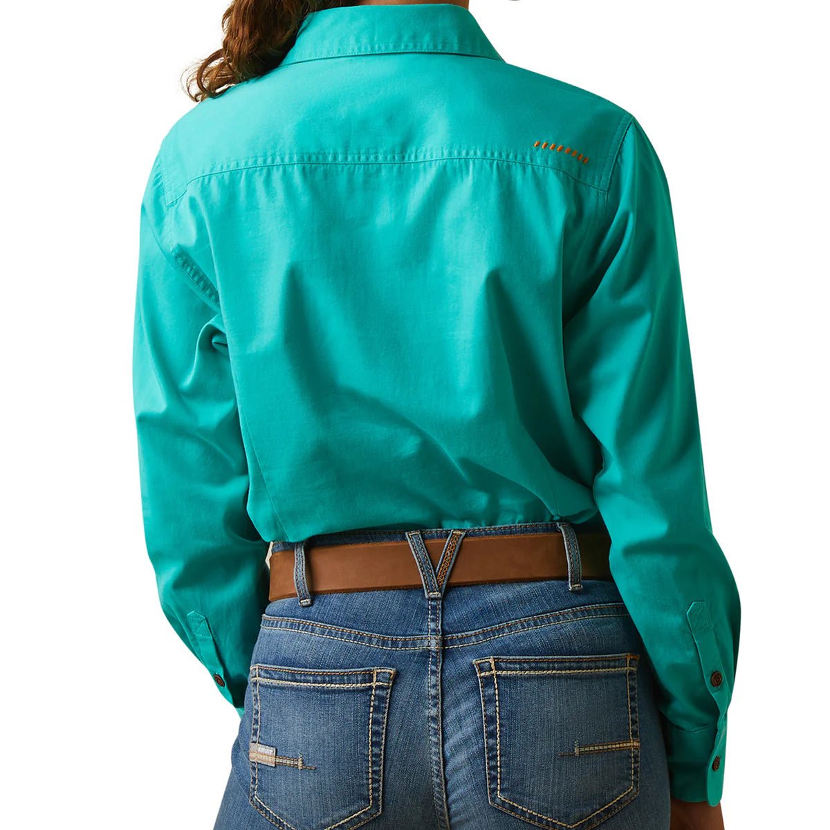 Ariat Ladies Rebar Half Button LS Workshirt Turquoise - Aitken's Saddlery