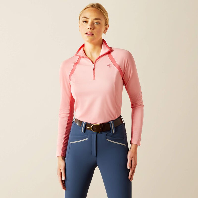Ariat Ladies Sunstopper 3.0 1/4 Zip Shirt Flamingo Pink - Aitken's Saddlery