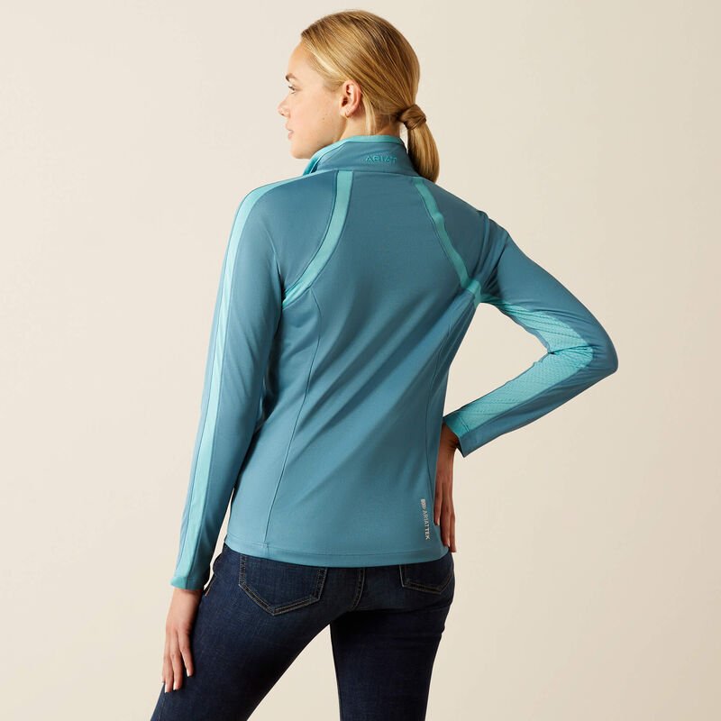 Ariat Ladies Sunstopper 3.0 1/4 Zip Shirt Storm Blue - Aitken's Saddlery
