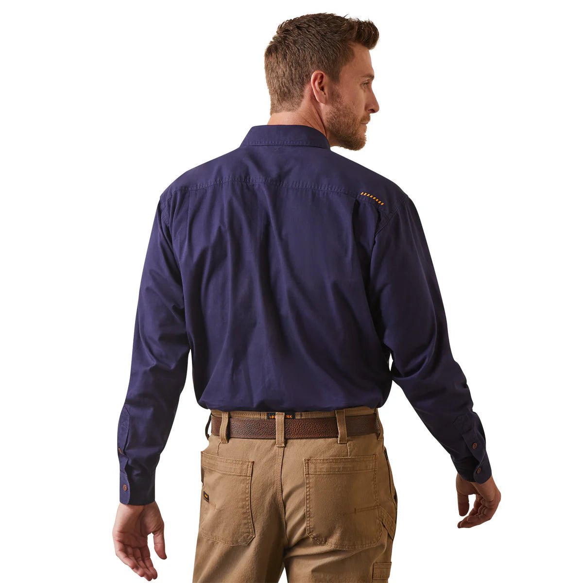 Ariat Mens Rebar Half Button LS Workshirt Navy - Aitken's Saddlery