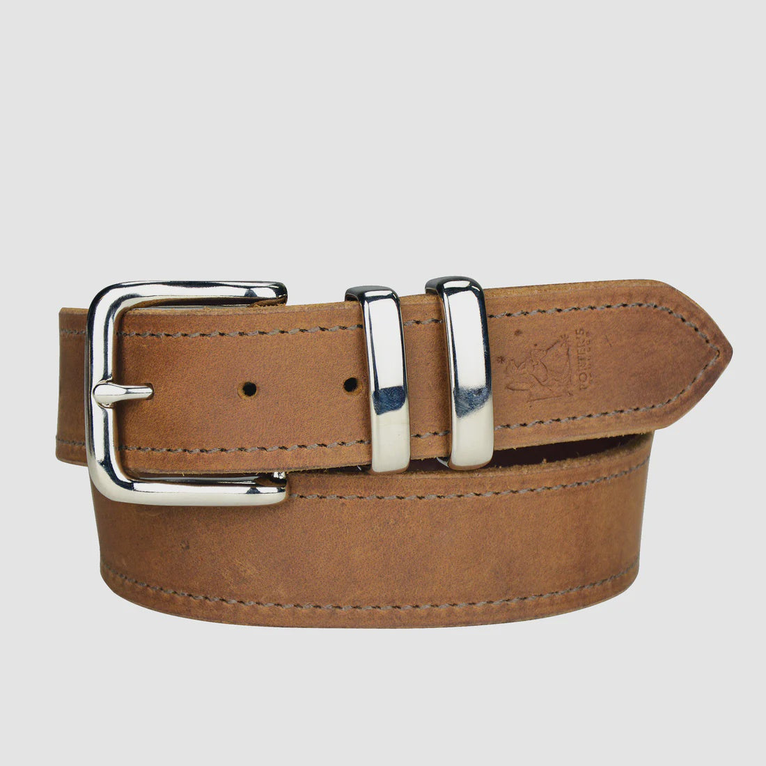 Porter Leather Gold Distressed 1.5 Belt Silver Buckle