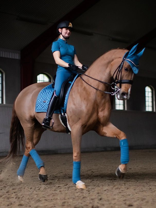 Equestrian Stockholm Ear Bonnet Amalfi Coast Blue - Aitken's Saddlery