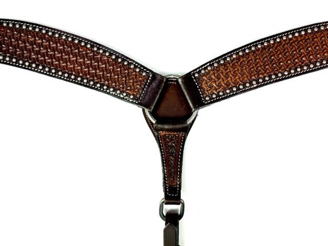 Ezy Ride Breastplate Shaped with Dots and Stamping Dark Brown - Aitken's Saddlery