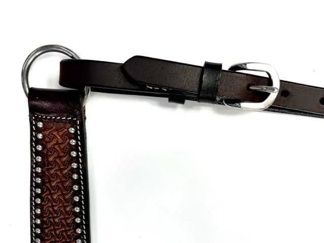 Ezy Ride Breastplate Shaped with Dots and Stamping Dark Brown - Aitken's Saddlery